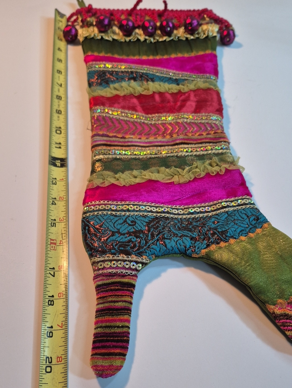 PIER 1 Decorative Fabric Victorian Theme Holiday Christmas Stocking Heeled Boots - Picture 9 of 16
